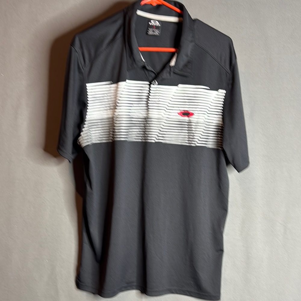 Oakley Black and White Men's Polo Shirt size L